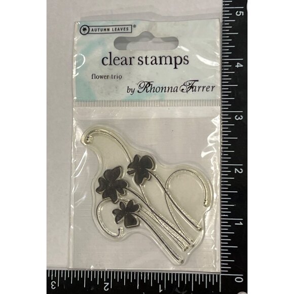 Autumn Leaves Clear Flower Trio Stamp By Rhonna Farrer 2547 - Picture 1 of 2